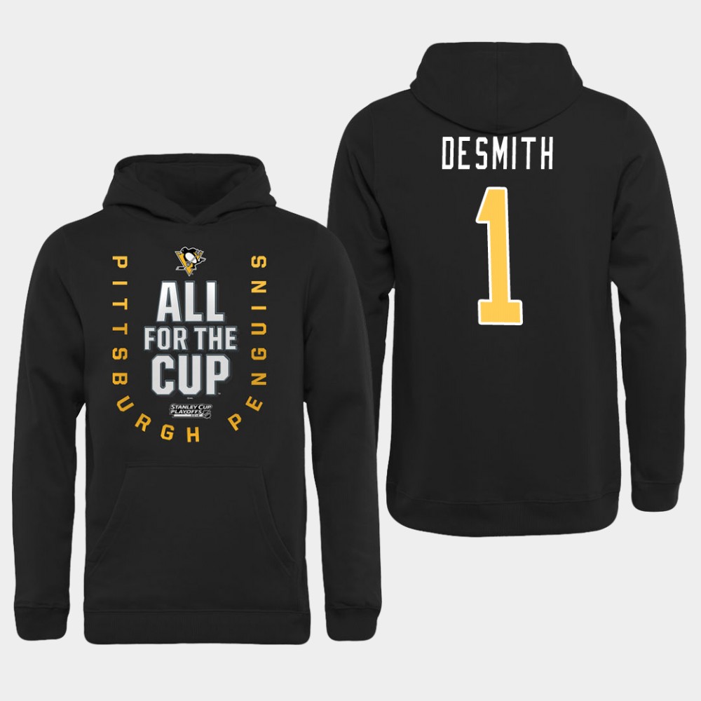 Men NHL Pittsburgh Penguins #1 Desmith black All for the Cup Hoodie->pittsburgh penguins->NHL Jersey